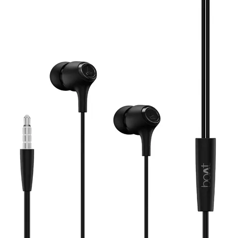 boAt Bassheads 95 Wired in-Ear Earphones, 10mm Drivers, Signature Sound, in-Line Microphone, Integrated Controls, Snug Fit, Lightweight, Voice Assistant, 120cm Cable & 3.5mm Jack
