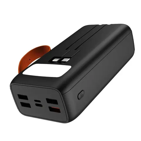 Lapcare Tanker 30000mAh Powerbank, Metallic Body | 4X USB & 22.5W QC PD3.0 Type-C Micro USB Input Fast Charging with Dual Attached Cable for iPhone & Android Devices | Multi Layer Protection | Made in India