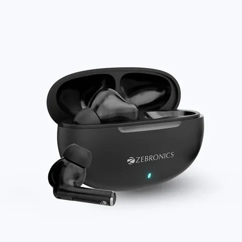 ZEBRONICS Zeb-Chime Wireless Stereo Sound 13mm Drivers Up to 30h* Battery Life with Charging case Voice Assistant Support Splash Proof Black