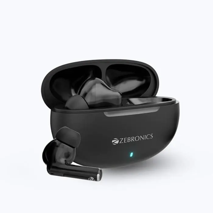 ZEBRONICS Zeb-Chime Wireless Stereo Sound 13mm Drivers Up to 30h* Battery Life with Charging case Voice Assistant Support Splash Proof Black